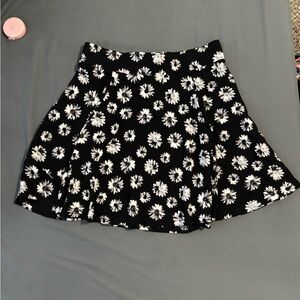 H&M Black and White Floral Skater Skirt